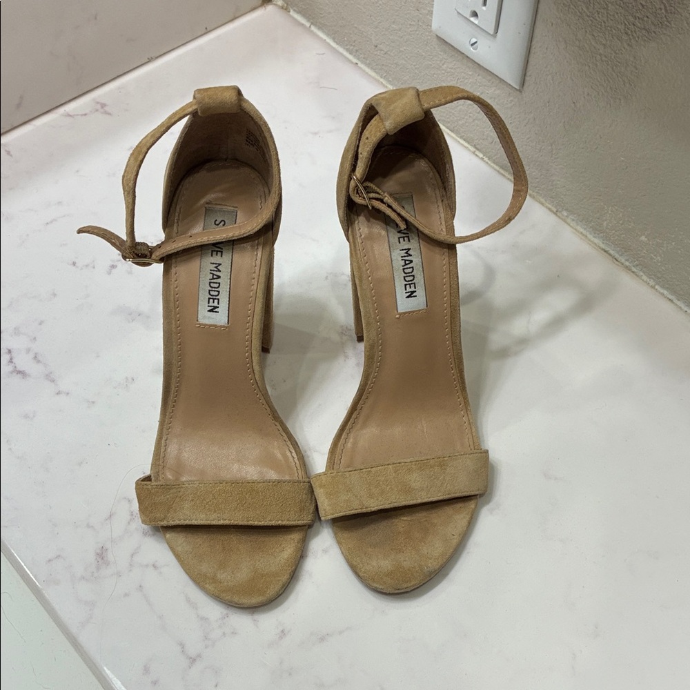 Steve Madden Beige Ankle Strap Heels
